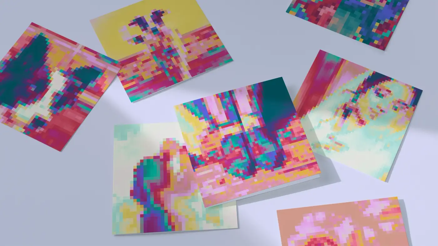 Humanist Ceremonies pixel art gift cards